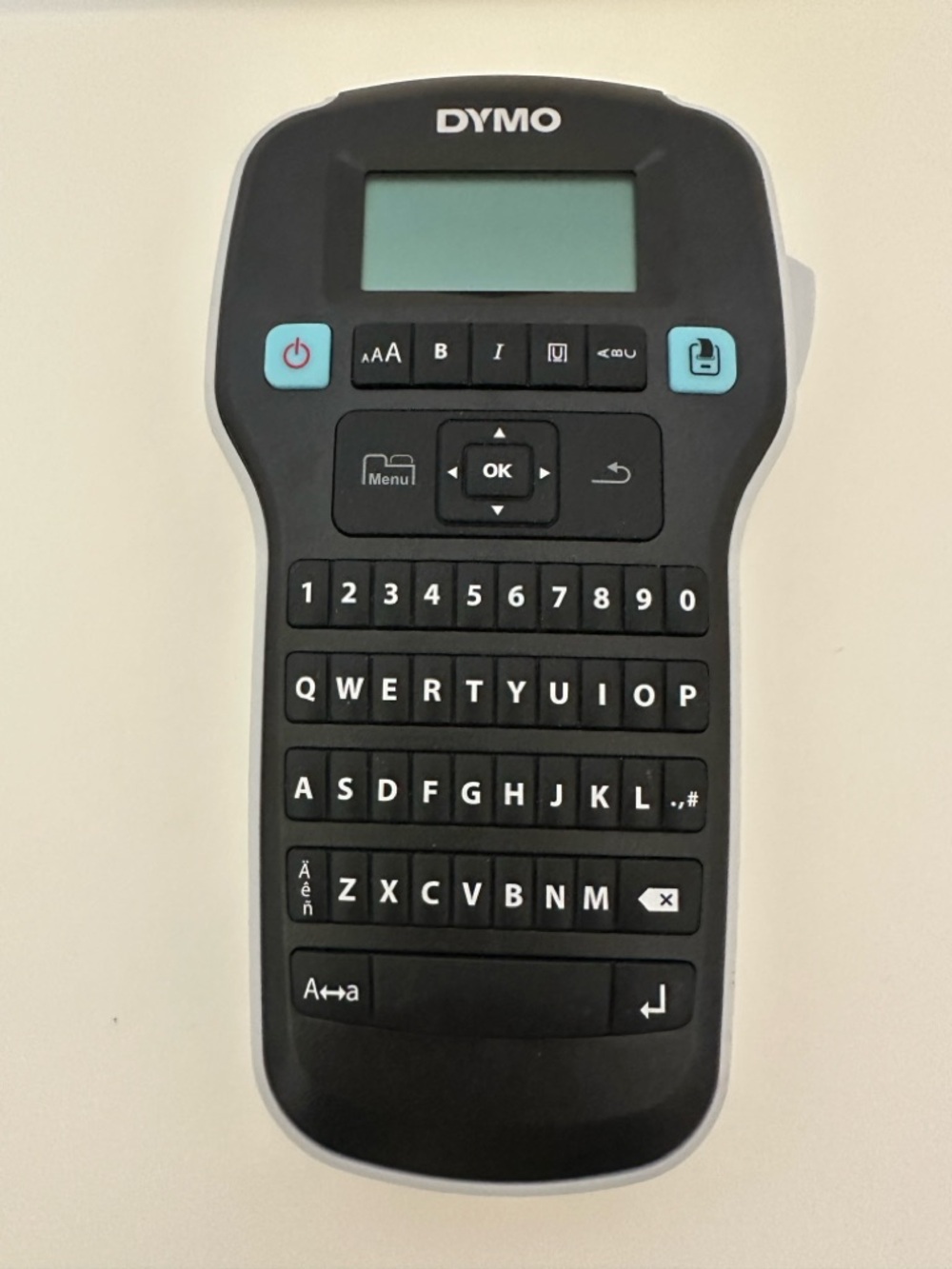 Dymo Handheld Label Maker in Black with Light Blue Accents